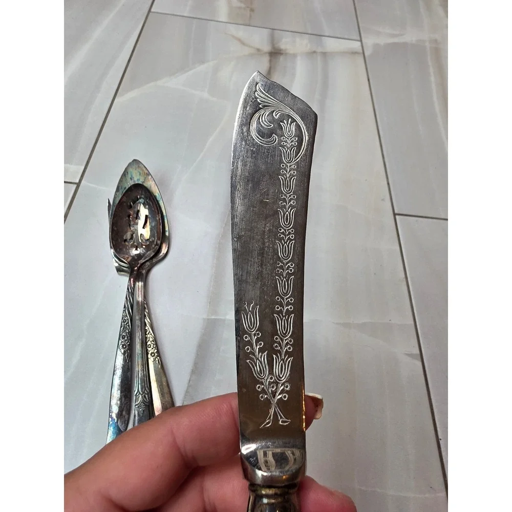 Rogers Oneida Ltd‎ Silverplate Serving Set Fork Pie Server Spoon Knife 4pc K1